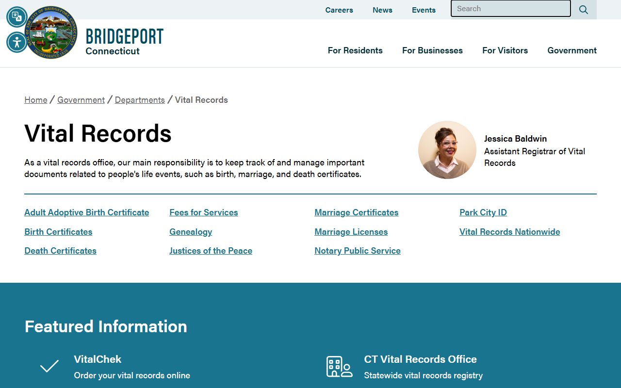 Bridgeport genealogy vital records resource