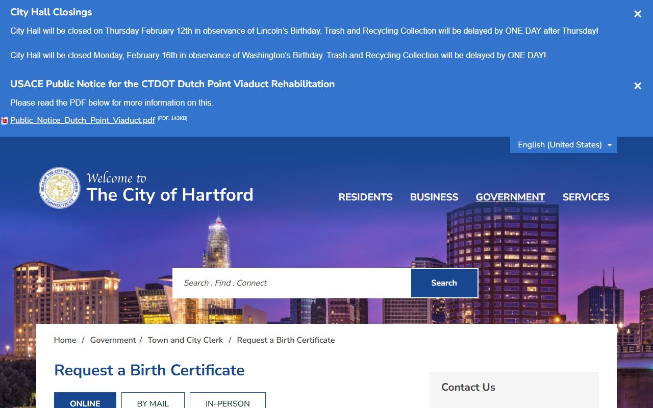 Hartford genealogy vital records resource