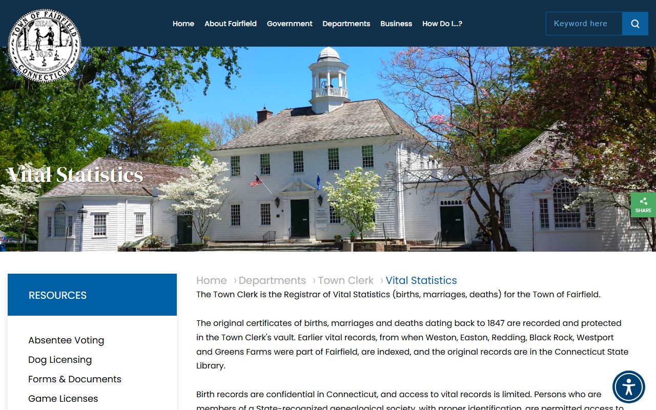 Fairfield County genealogy vital records resource